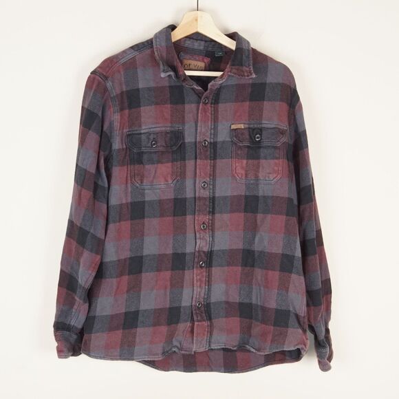 Orvis Red Gray Big Bear Heavyweight Double Brushed Flannel Long Sleeve Shirt L - Picture 1 of 8